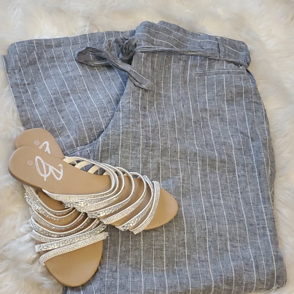 Pinstriped Belted Linen Pants!